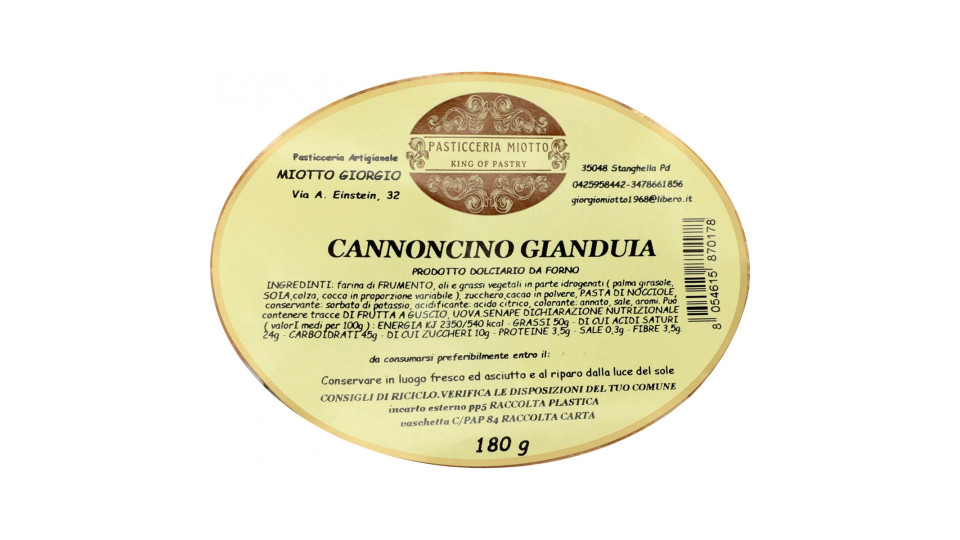 Miotto cannoncino gianduia gr.180