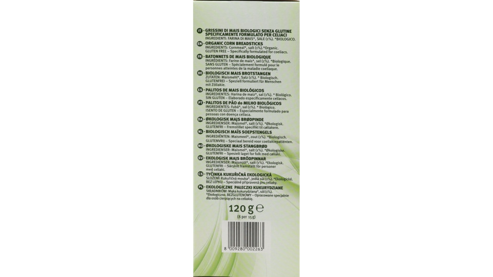 Valledoro Sungri grissini di mais biologici 120g