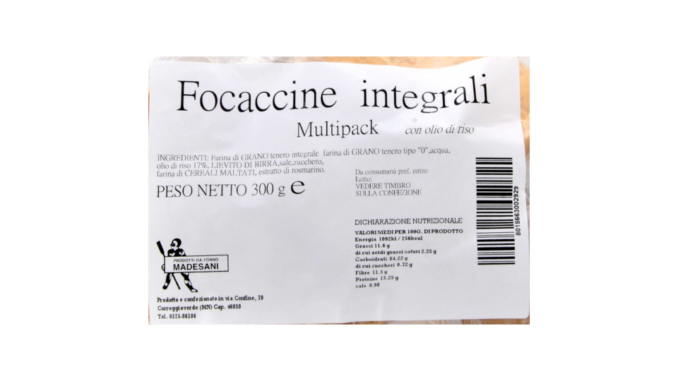 Madesani focaccine integrali multipack gr.300