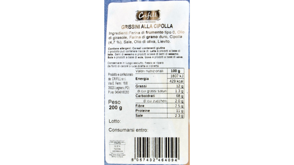 Crifill grissini con cipolle gr200