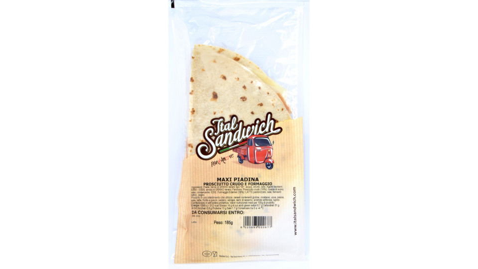 Maxi piadina con prosciutto crudo e mozzarella gr.200