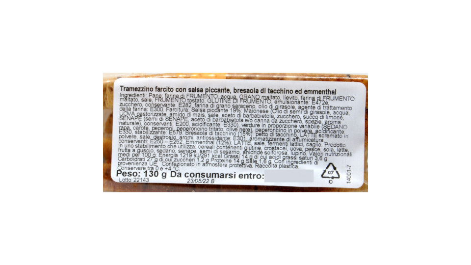 Ital tramezzino halal tacchino gr.130