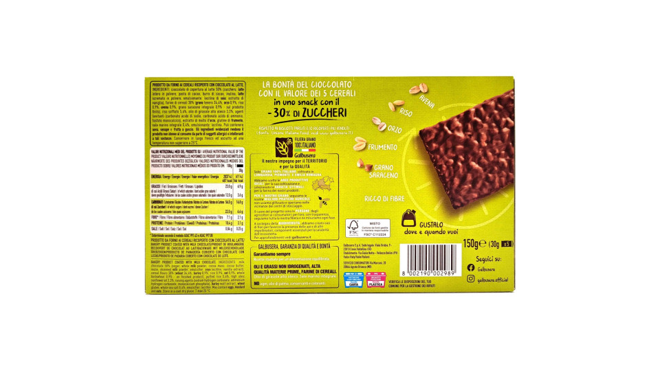 Galbusera Crackers ricoperti di Cioccolato al latte 5 x 30 g