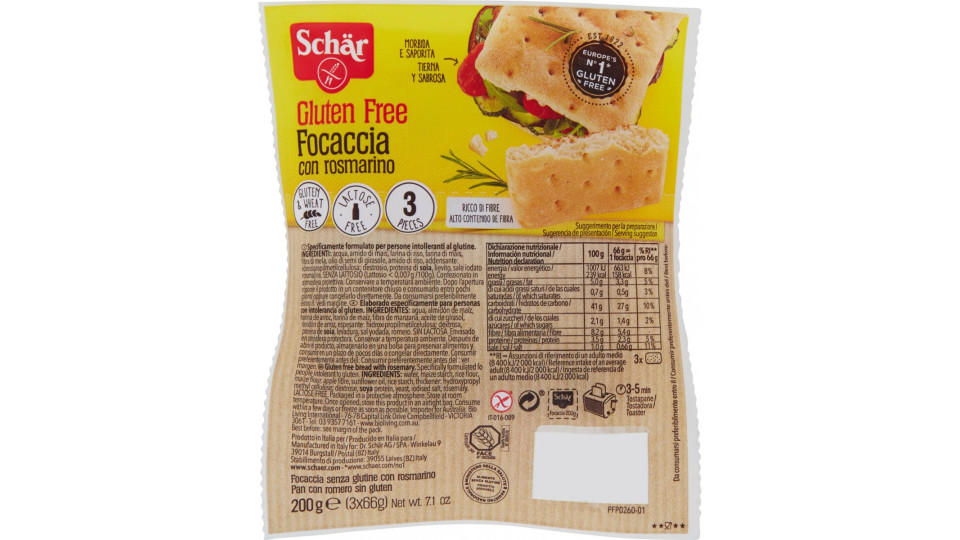 Schär Focaccia con rosmarino senza glutine gr.200