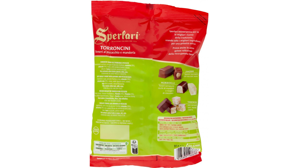 Sperlari Torroncini Teneri al pistacchio e mandorla 117 g