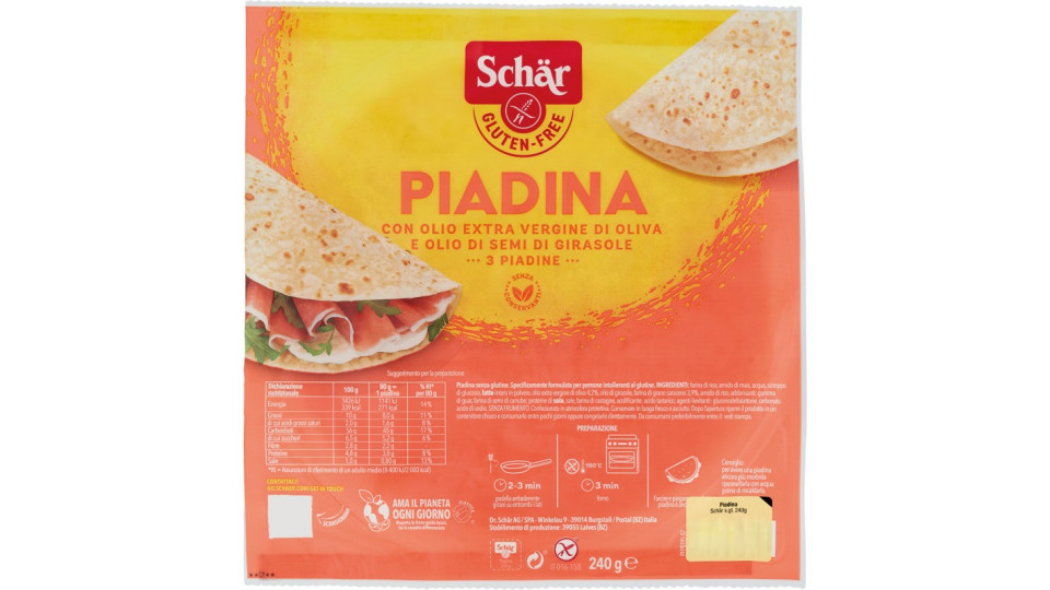 Schär Piadina 3 x 80 gr. senza glutine