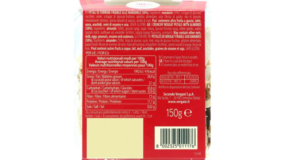 Vergani petali torrone friabile gr.150