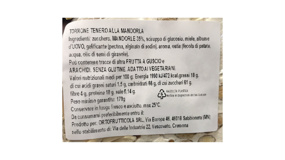 Rivoltini torta torrone tenero+mandorla kg.4