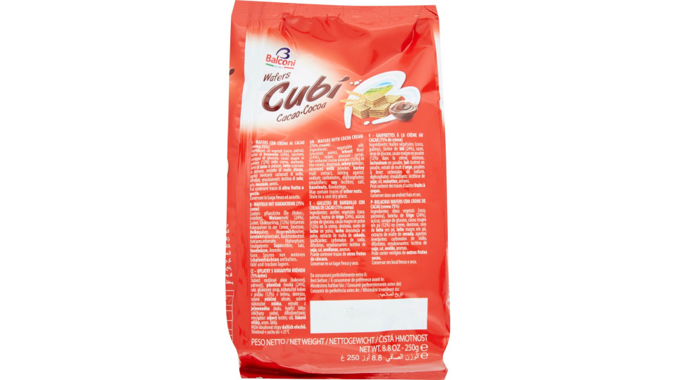 Balconi wafer cubi cacao gr.250