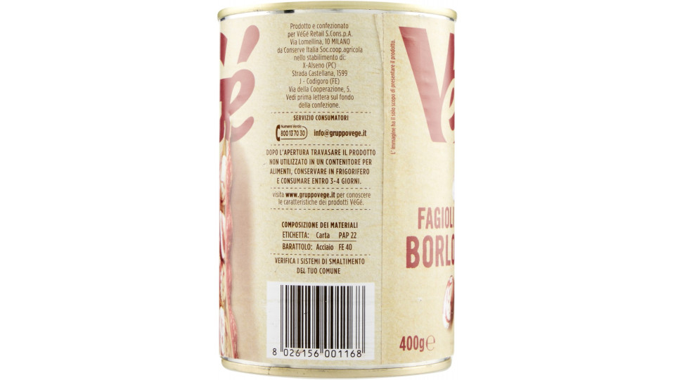 VéGé Fagioli Borlotti 400 g