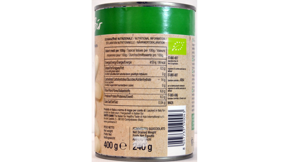 Gusto sano fagioli bianchi bio 400g