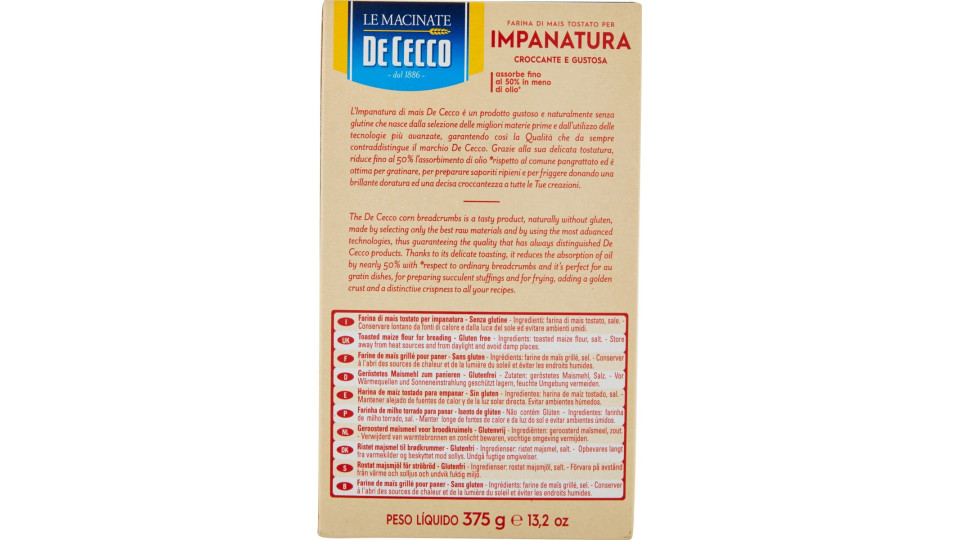 De Cecco Le Macinate Farina di Mais Tostato per Impanatura 375...