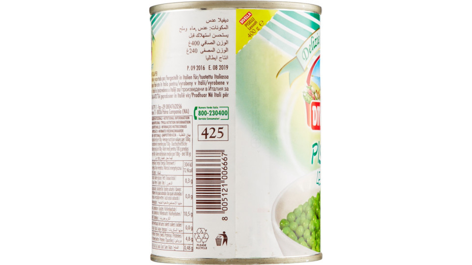 Divella Delizie Campagnole Piselli Lessati 400 gr.