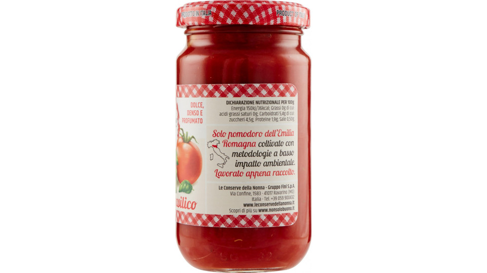 Le conserve della Nonna sugo pomodoro e basilico - gr.190
