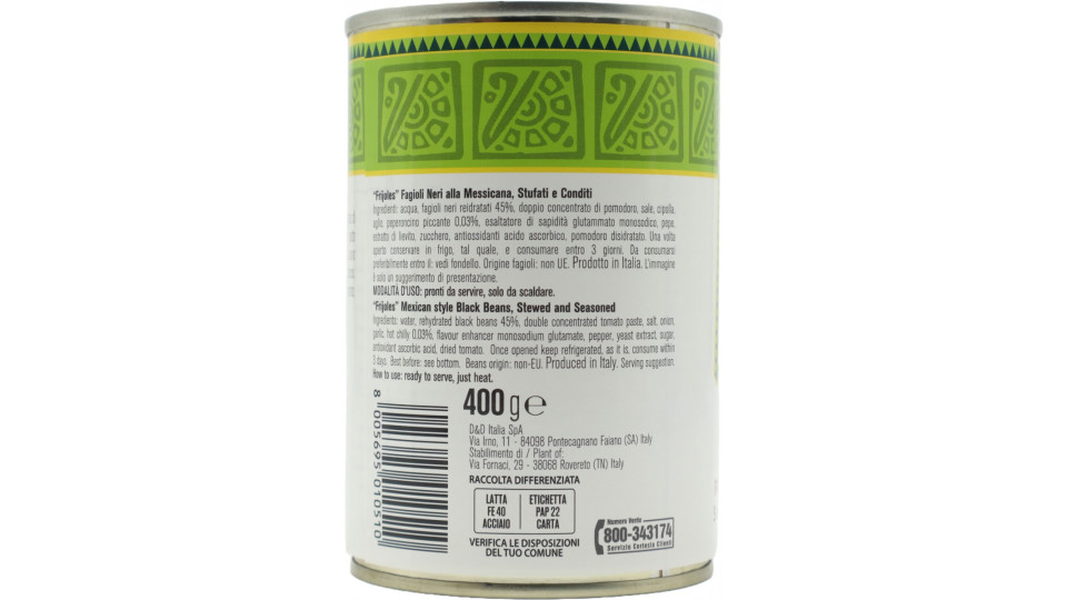D'Amico Frijoles Fagioli Neri alla Messicana 400 g