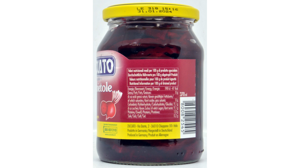 Zuccato Barbabietole rosse a fette gr.330