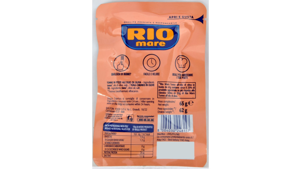 Rio mare trancetti tonno in olio di oliva busta gr.65