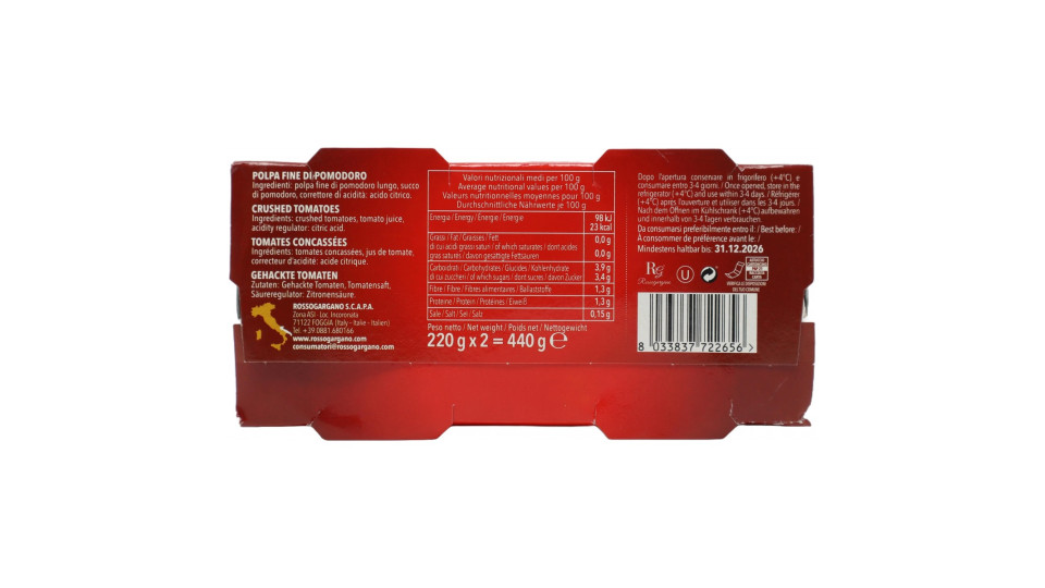 Rosso Gargano polpa fine gr.230x2