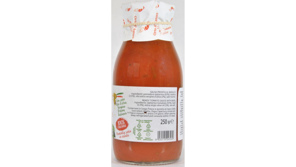 Orto d'autore sugo di pomodoro con basilico gr.250
