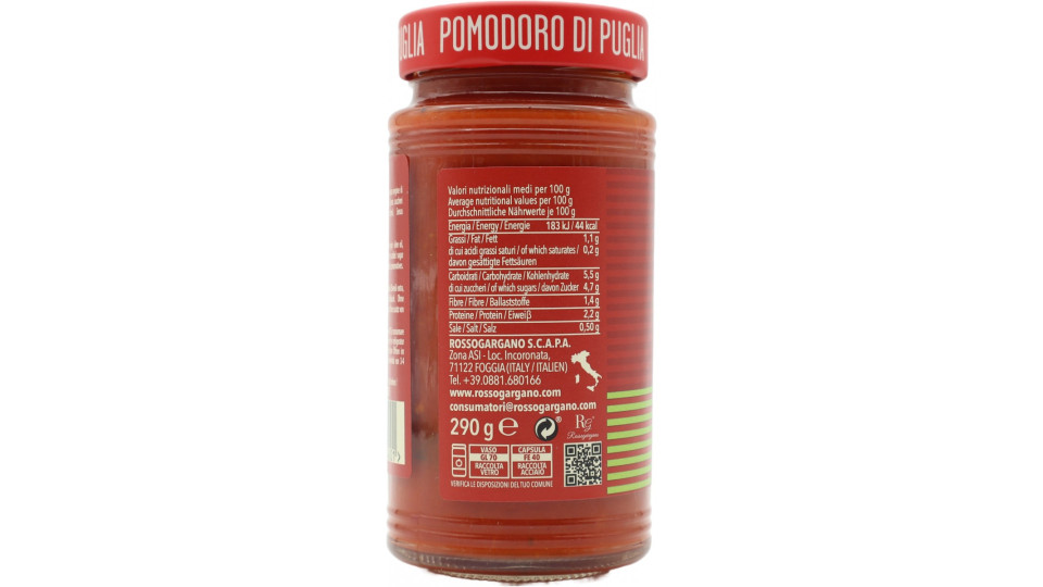 Rosso gargano sugo al basilico gr.290