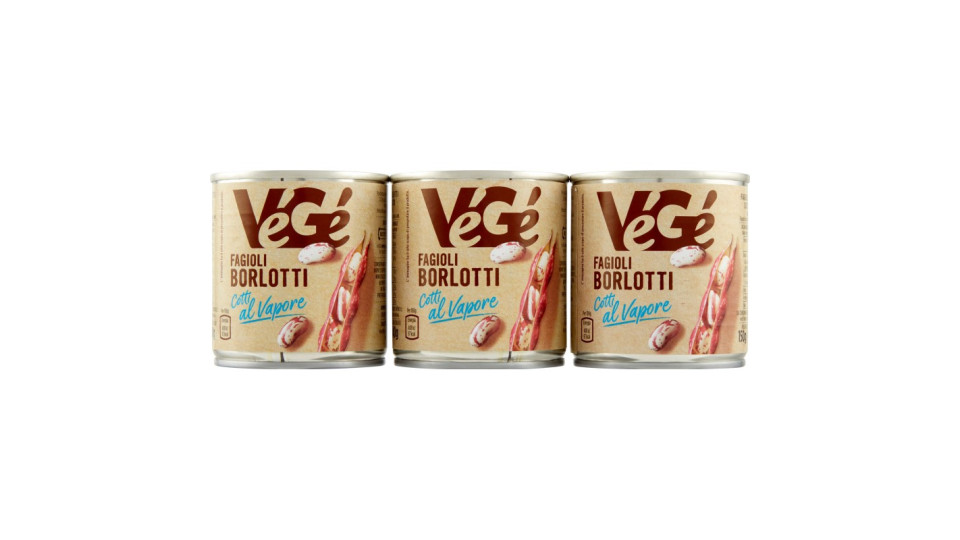 VéGé Fagioli Borlotti Cotti al Vapore 3 x 150 g