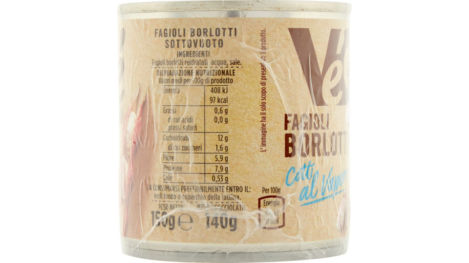 VéGé Fagioli Borlotti Cotti al Vapore 3 x 150 g