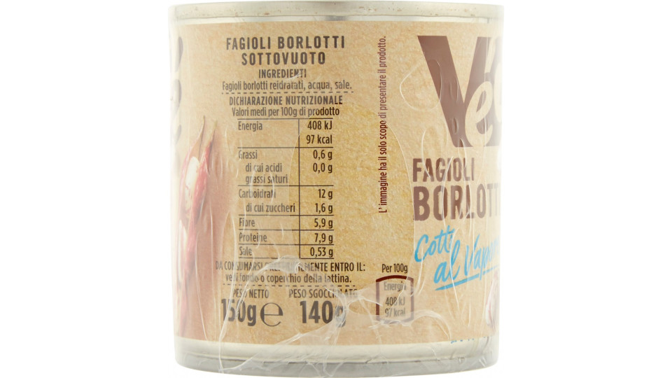 VéGé Fagioli Borlotti Cotti al Vapore 3 x 150 g