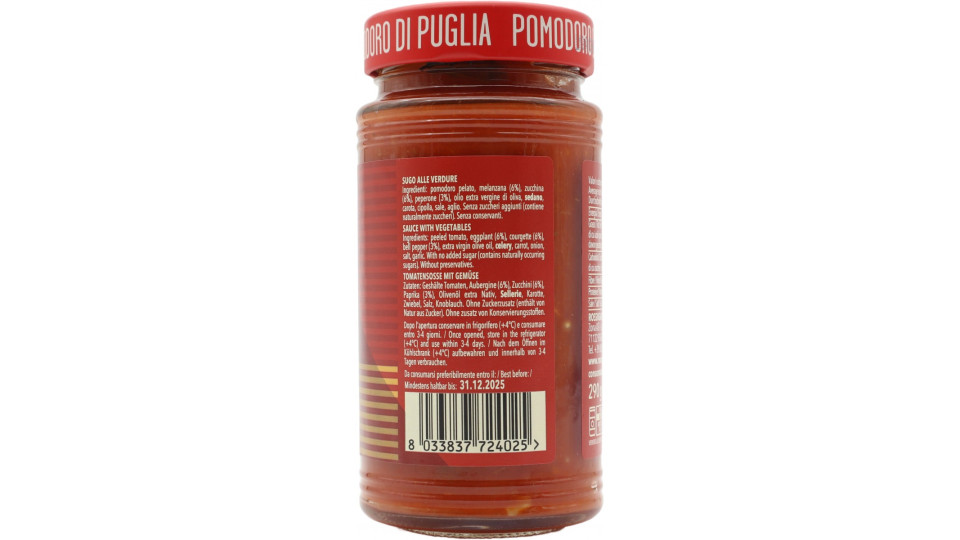 Rosso gargano sugo verdure vetro gr.290