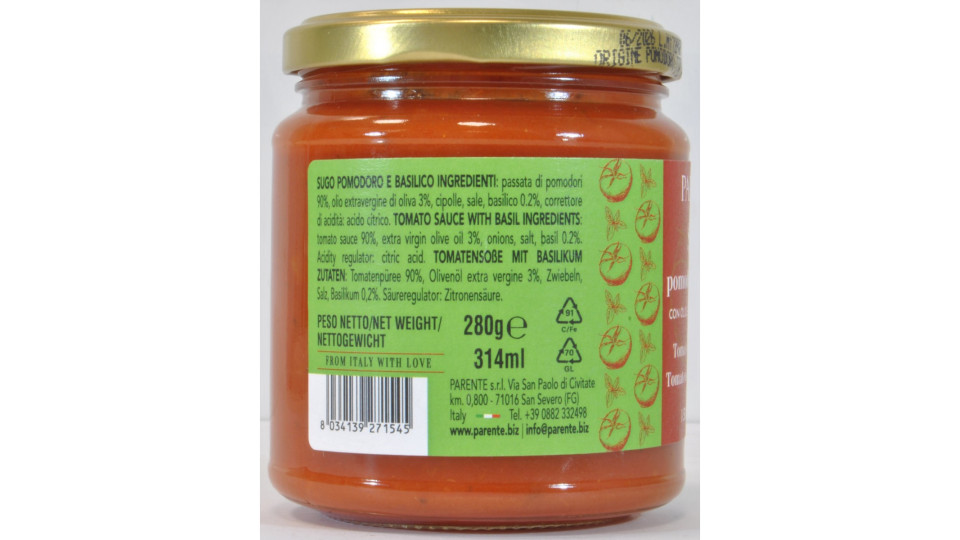 Parente sugo pomodoro e basilico gr.280