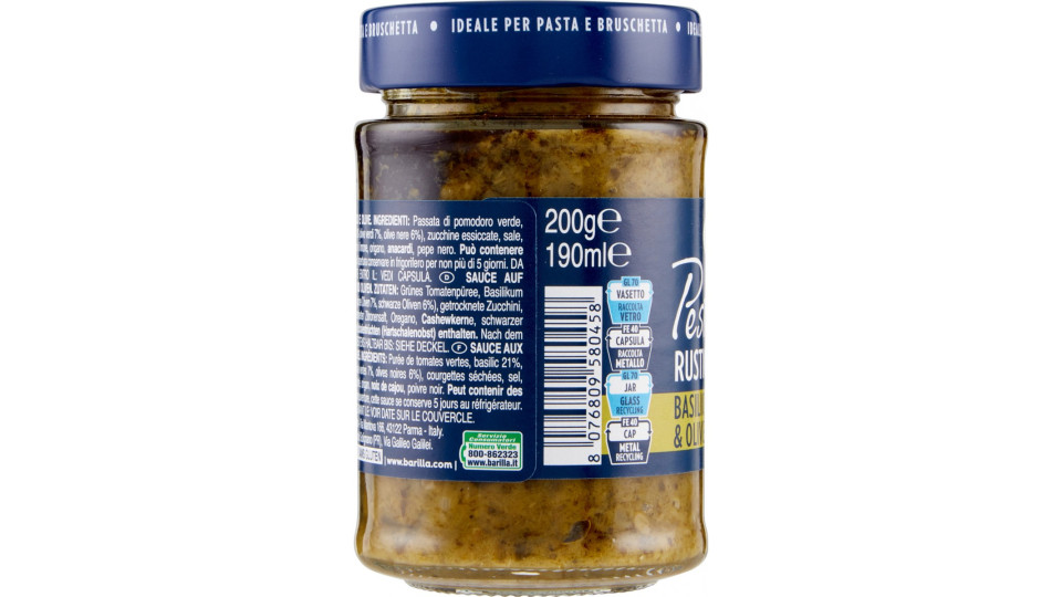 Barilla Sughi Pesto Rustico Basilico e Olive 200g