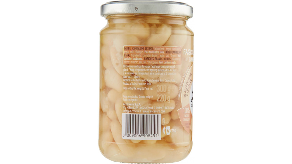 Alce nero Legumi Lessati Fagioli Cannellini Bio 300 gr.