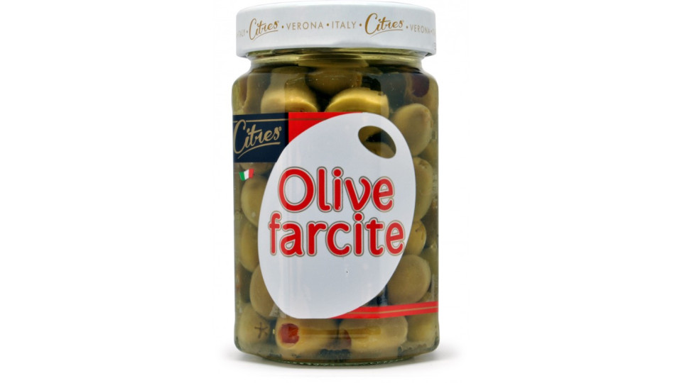 Citres olive verdi farcite con pasta di peperoni in olio gr.290