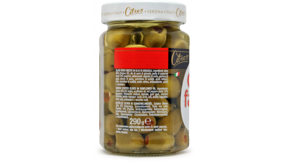 Citres olive verdi farcite con pasta di peperoni in olio gr.290