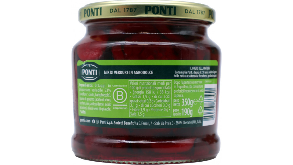 Ponti Peperlizia Ortoviola Barbabietola, Cavolfiore e Carote...