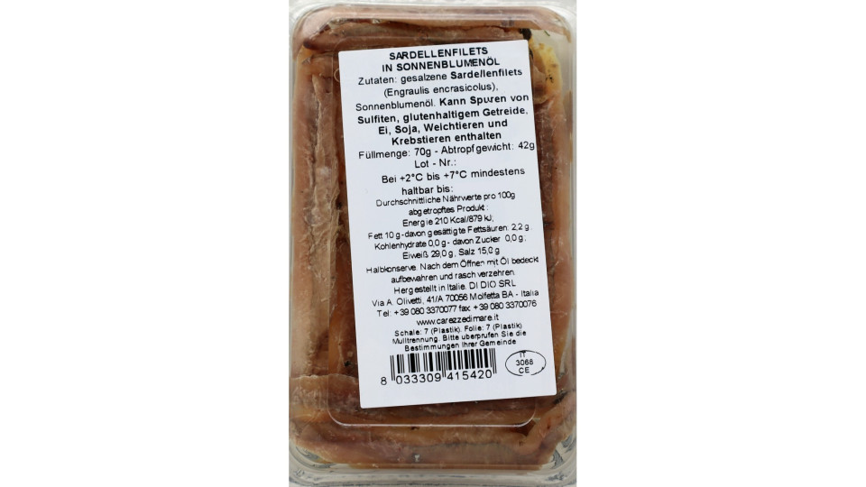 Di dio filetti alici cantabrico vaschetta gr.70