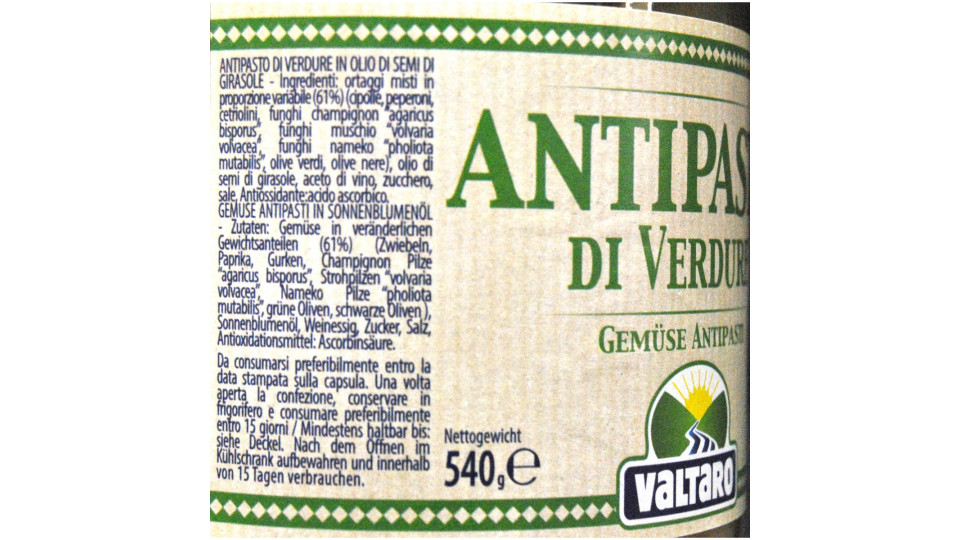 Valtaro antipasto di verdure gr.540