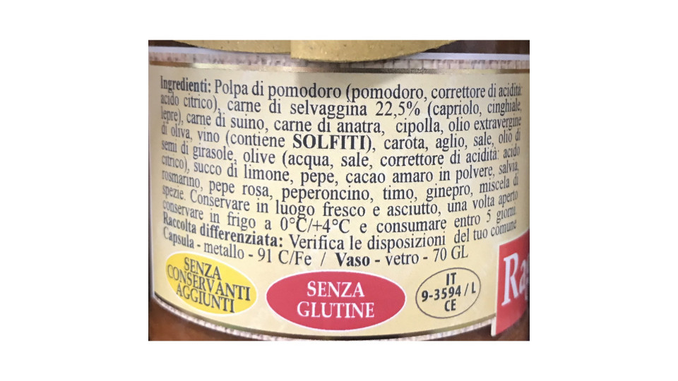 Cucina Toscana ragù di caccia gr.180