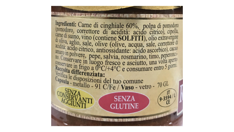 Cucina Toscana ragù di cinghiale gr.180