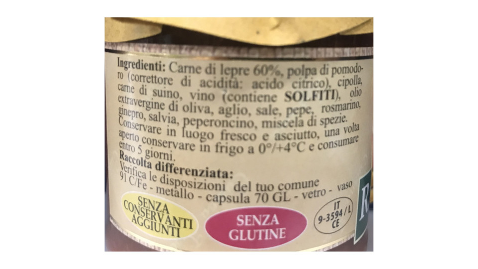 Cucina Toscana ragù di lepre gr.180