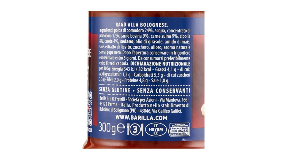 Barilla Sugo Ragù Bolognese Condimento per Pasta 300g