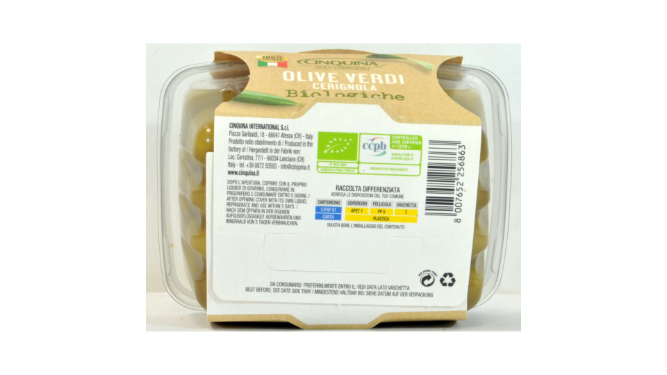 Cinquina olive verdi bio cerignola gr.250