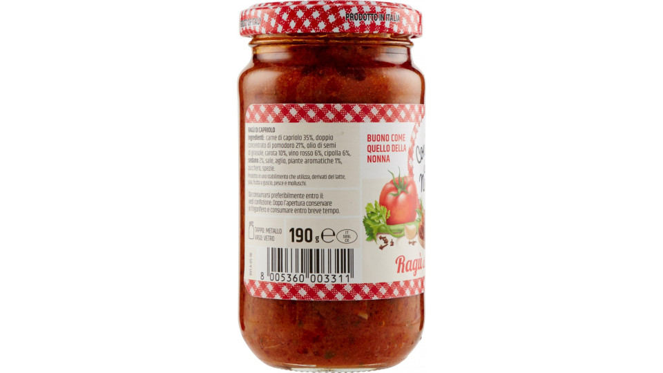 Le conserve della nonna Ragù di capriolo 190 g