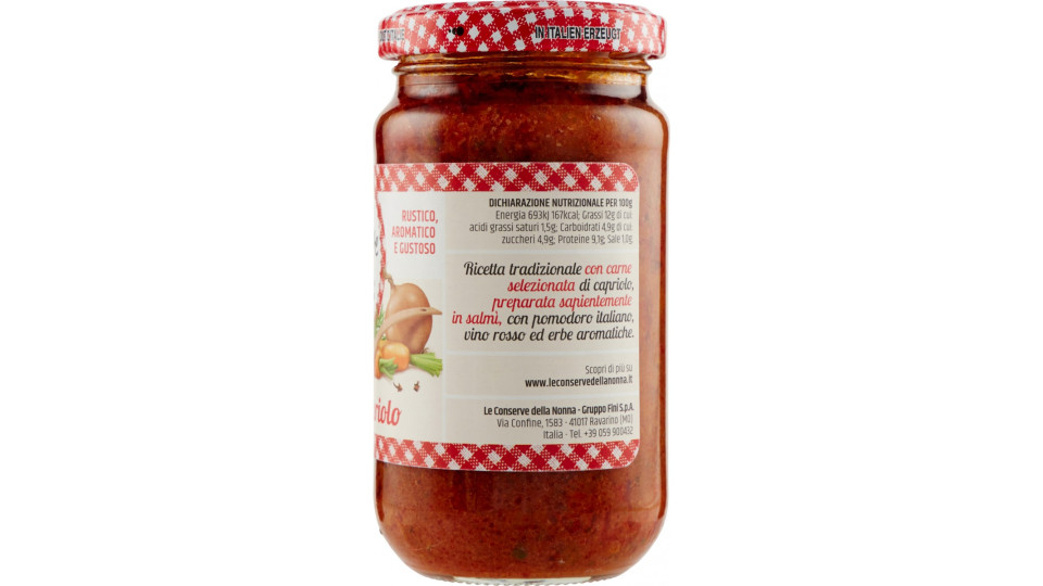 Le conserve della nonna Ragù di capriolo 190 g