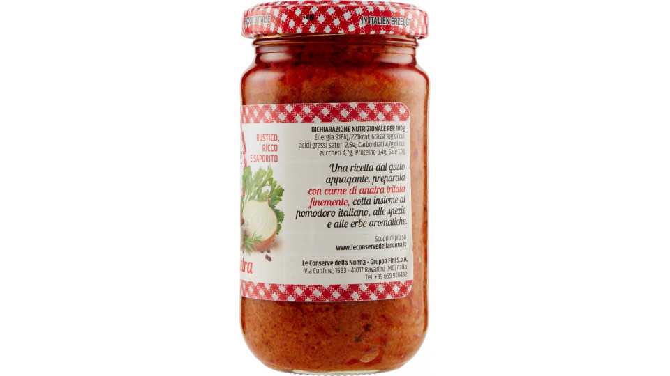 Le conserve della nonna Ragù di anatra 190 g