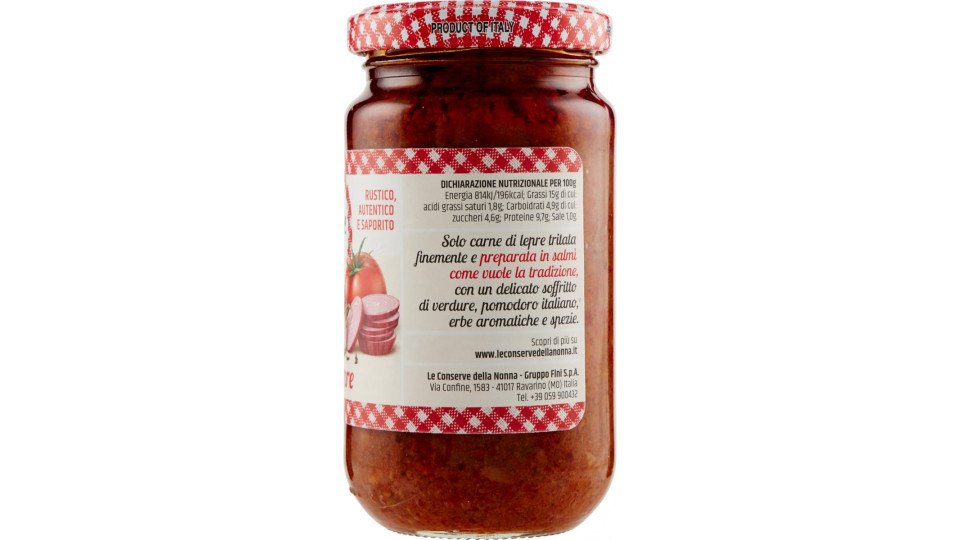 Le conserve della nonna Ragù di lepre 190 gr.