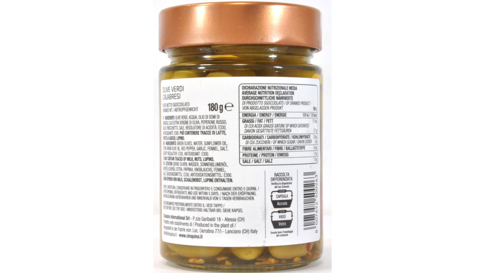 Cinquina olive verdi calabresi gr.180