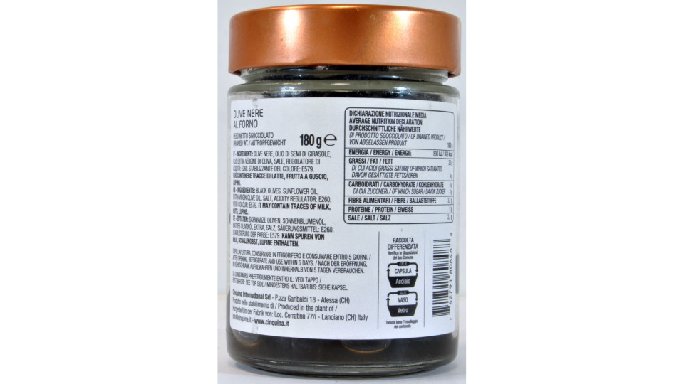 Cinquina olive nere al forno 180g