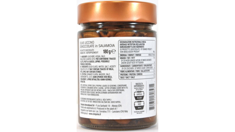 Cinquina olive leccino denocciolate gr.180