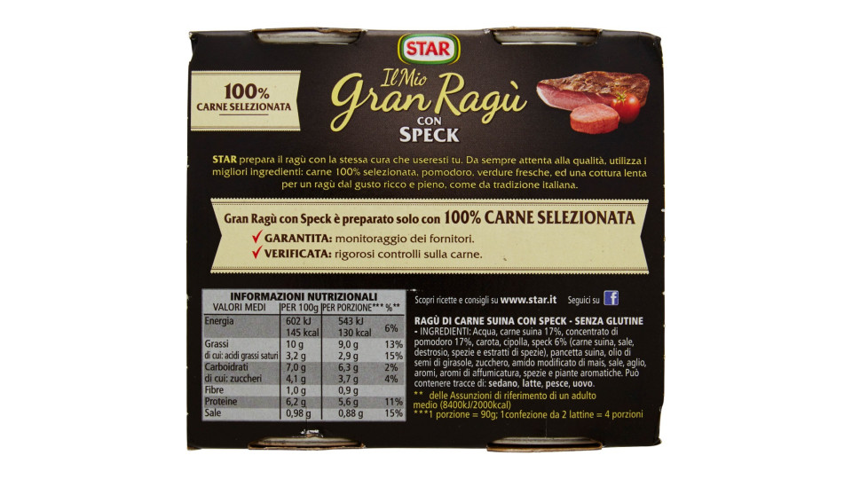 Star Il Mio Gran Ragù con Speck 2 x 180 gr.