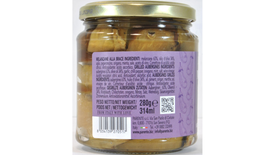 Parente melanzane alla brace in olio di oliva gr.280